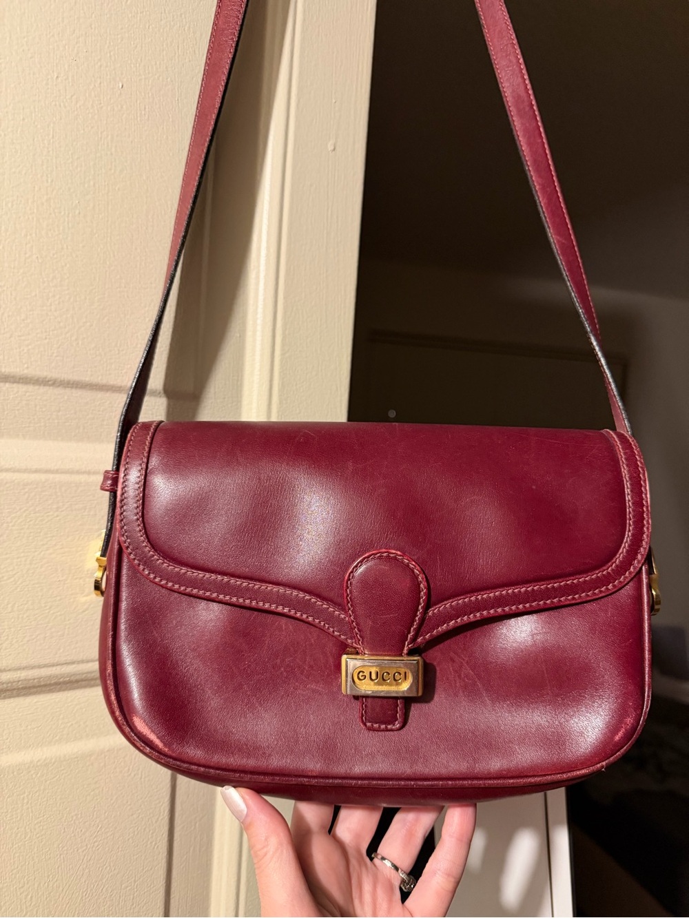 Gucci Vintage Wine Red Burgundy Leather Shoulder Bag